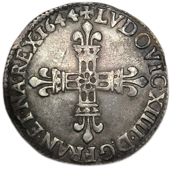 Louis XIV, quart d'écu à la croix de face 1644 Angers