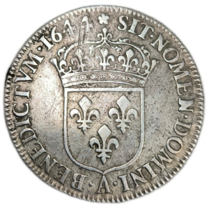 Louis XIV, quart d&rsquo;écu à la mèche courte 1644 Paris