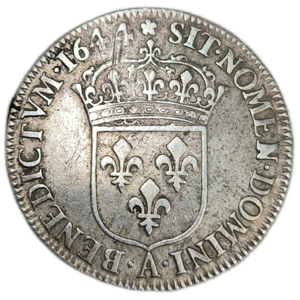 Louis XIV, quart d'écu à la mèche courte 1644 Paris