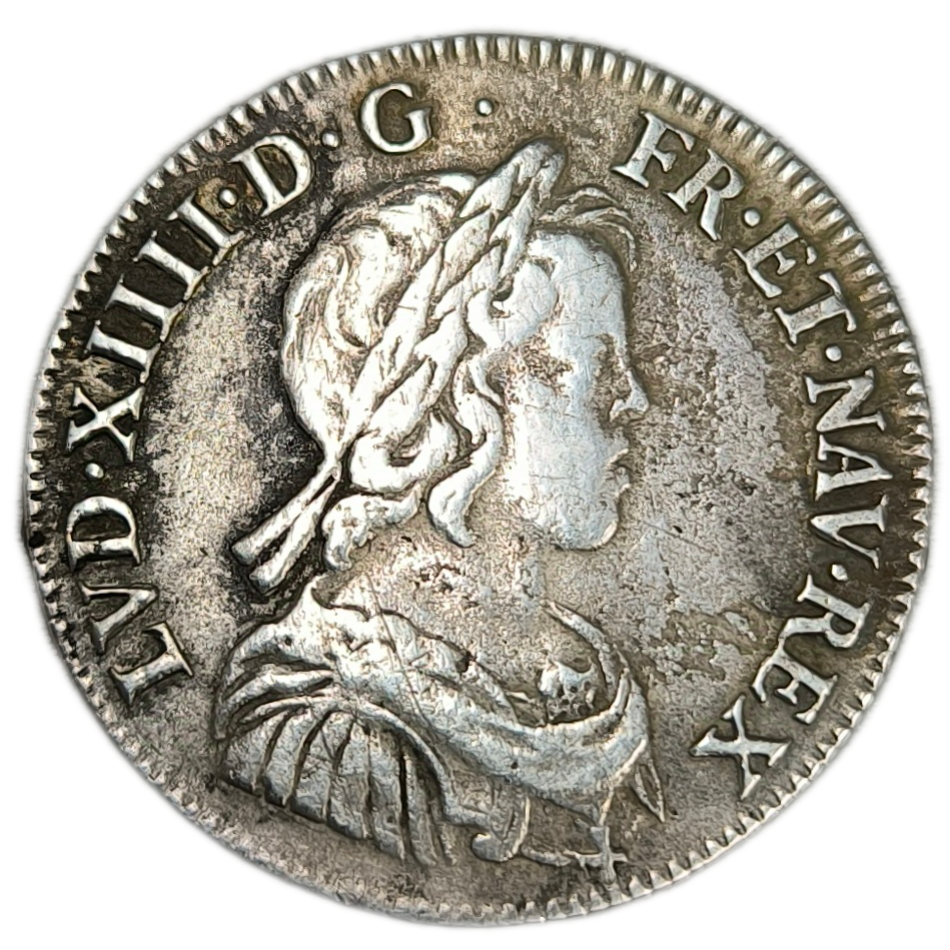 Louis XIV, quart d'écu à la mèche courte 1644 Paris