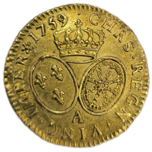 Louis XV, Louis d&rsquo;or au bandeau 1759 Paris