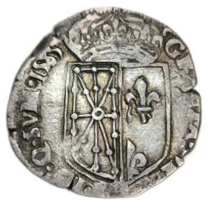 Royaume de Navarre, Henri III de Navarre, quart d’écu 1585 Saint-Palais