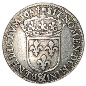 Louis XIV, quart d’écu à la mèche longue 1654 Aix-en-Provence