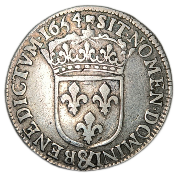 Louis XIV, quart d'écu à la mèche longue 1654 Aix-en-Provence