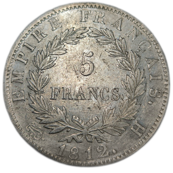 Napoléon 1er, 5 francs, empire français 1812 La Rochelle