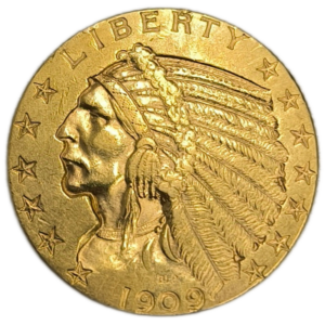 Etats-Unis d’Amérique, 5 dollars tête d’indien 1909 Philadelphie