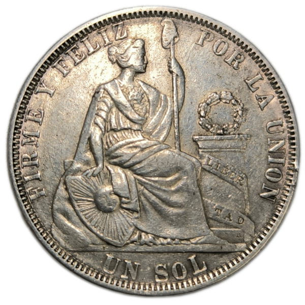 République du Pérou, 1 sol liberté assise Y.J 1879 Lima