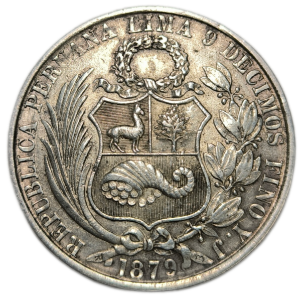 République du Pérou, 1 sol liberté assise Y.J 1879 Lima