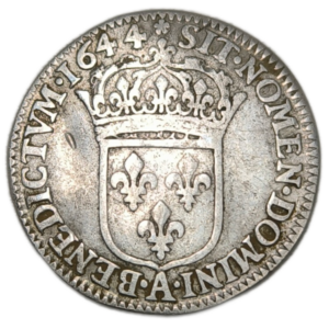 Louis XIV, douzième d’écu à la mèche courte 1644 Paris