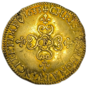 Louis XIII, écu d&rsquo;or 1633 Rouen