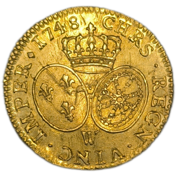 Louis XV, Louis d'or au bandeau 1748 Lille