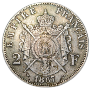 Napoléon III, 2 francs tête laurée 1867 Bordeaux