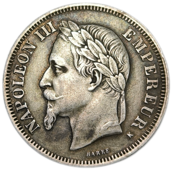 Napoléon III, 2 francs tête laurée 1867 Bordeaux