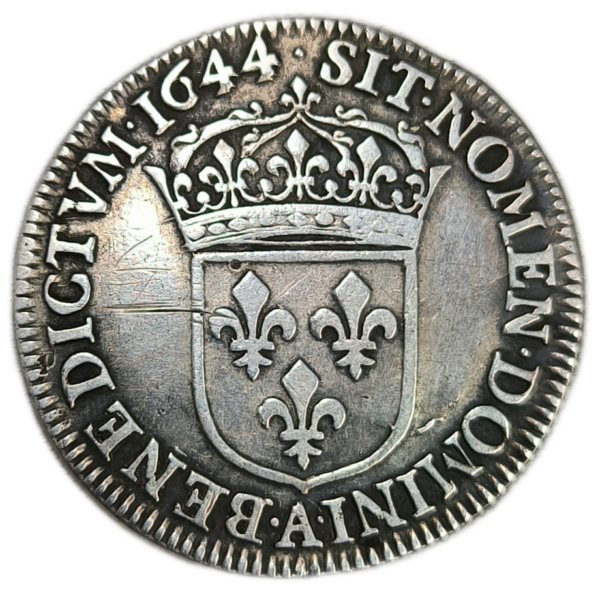 Louis XIV, quart d'écu à la mèche courte 1644 Paris