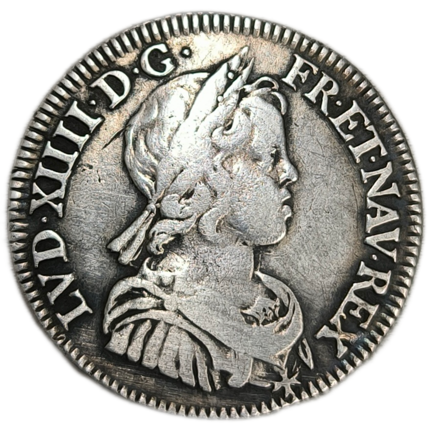 Louis XIV, quart d'écu à la mèche courte 1644 Paris