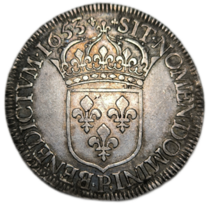 Louis XIV, écu à la mèche longue 1653 Dijon