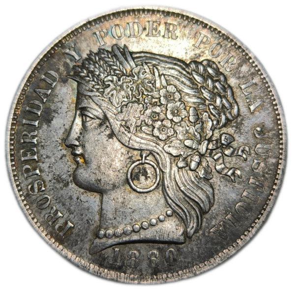 République du Pérou, 5 pesetas 1880 Lima