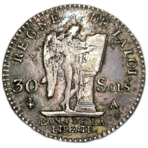 Constitution, 30 sols au génie, type François 1792 Paris