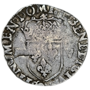 Henri III, huitième d’écu à la croix de face, variété avec III-V Rennes