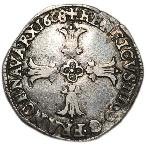 Henri IV, quart d'écu à la croix feuillue 1608 Bayonne
