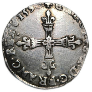 Charles X (la ligue), quart d’écu à la croix de face 1590 Paris
