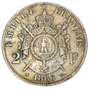 Napoléon III, 2 francs tête laurée 1866 Paris