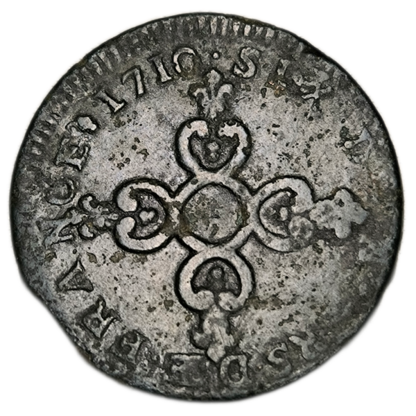 Louis XIV, six deniers dits "dardenne" 1710 La Rochelle