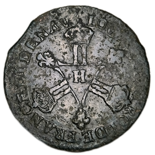 Louis XIV, six deniers dits "dardenne" 1710 La Rochelle