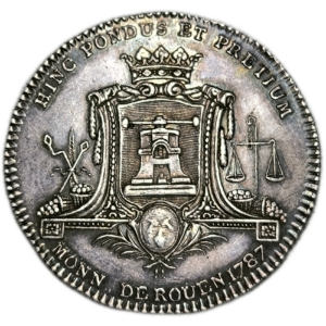 Jeton, Louis XVI, monnaie et monnayeur de la ville de Rouen 1787 Rouen
