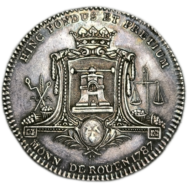 Jeton, Louis XVI, monnaie et monnayeur de la ville de Rouen 1787 Rouen