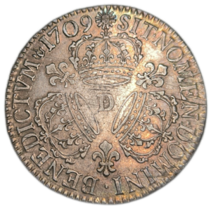 Louis XIV, demi-écu aux trois couronnes 1709 Lyon