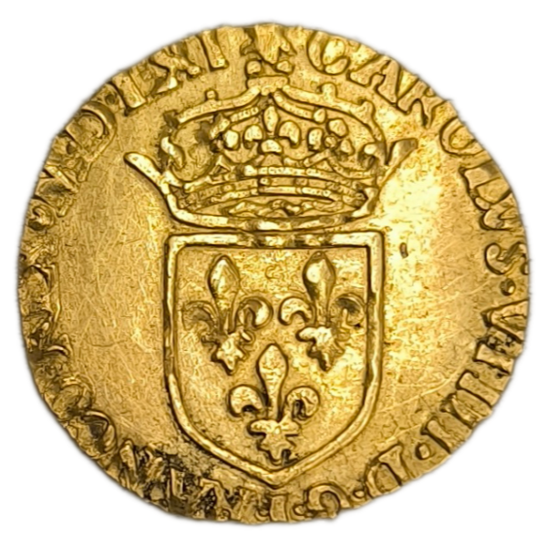 Charles IX, demi-écu d'or au soleil 1561 Rouen