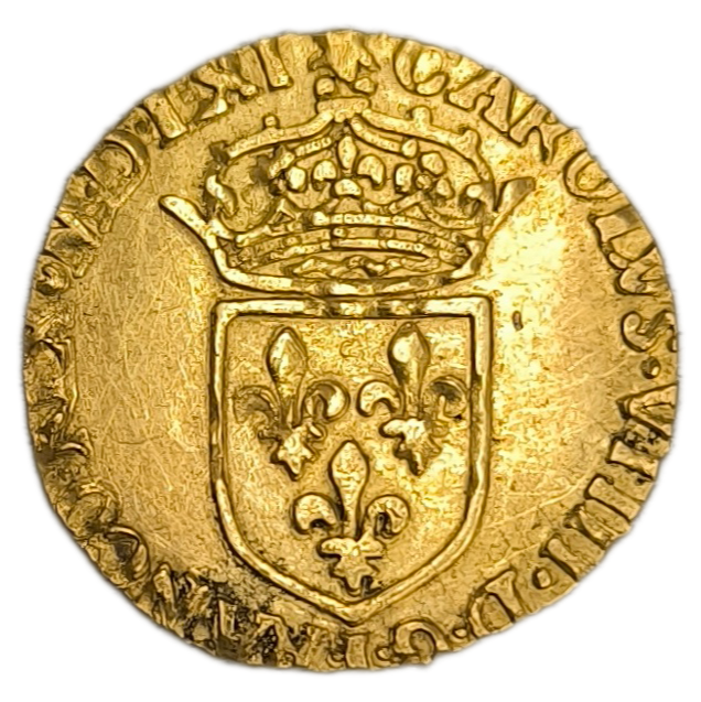 Charles IX, demi-écu d'or au soleil 1561 Rouen