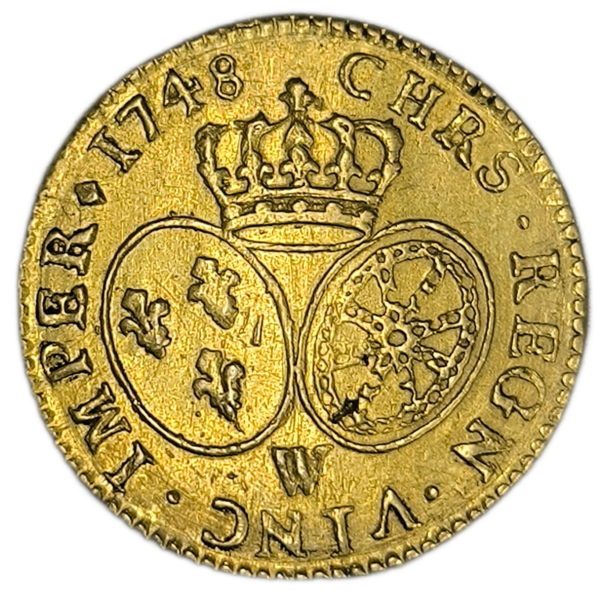 Louis XV, Louis d'or au bandeau 1748 Lille
