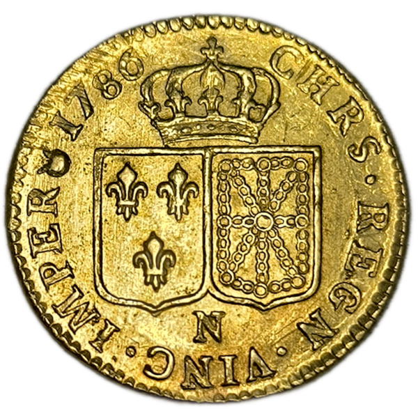 Louis XVI, Louis d'or à la tête nue 1786 Montpellier
