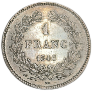 Louis-Philippe 1er, 1 franc, couronne de chêne 1846 Paris