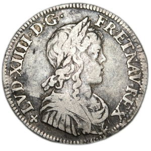 Louis XIV, quart d’écu à la mèche longue 1648 Angers