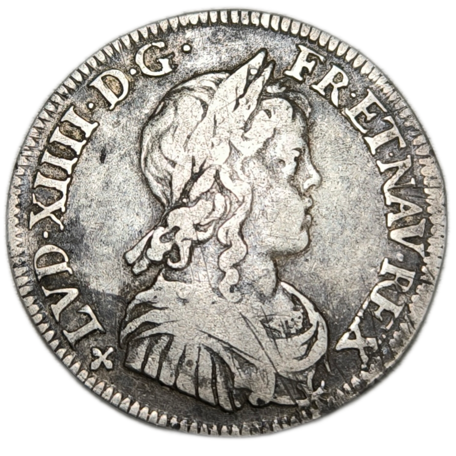 Louis XIV, quart d'écu à la mèche longue 1648 Angers