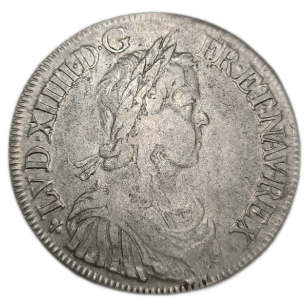 Louis XIV, écu à la mêche longue 1647 Angers