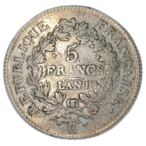Directoire, 5 francs union et force An 10 Bordeaux