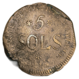 Convention, siège de Mayence, 5 sols 1793 Mayence