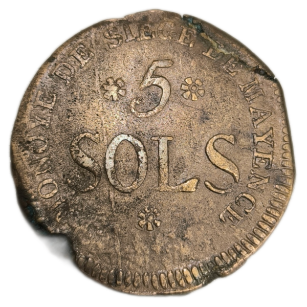 Convention, siège de Mayence, 5 sols 1793 Mayence