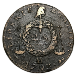 Convention, 2 sols aux balances 1793 Metz