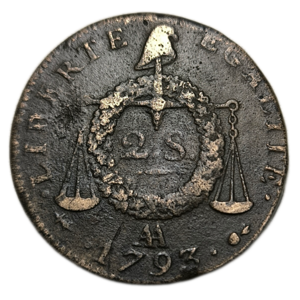 Convention, 2 sols aux balances 1793 Metz
