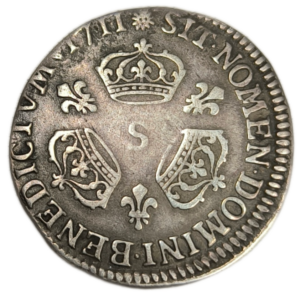 Louis XIV, dixième d’écu aux trois couronnes 1711 Reims