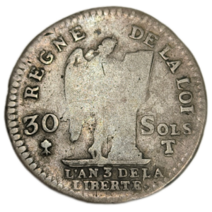 Constitution, 30 sols au génie, type François 1791 Nantes