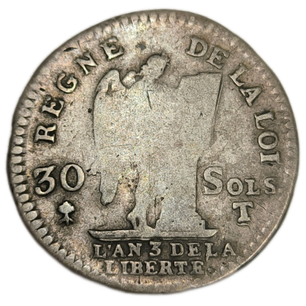 Constitution, 30 sols au génie, type François 1791 Nantes