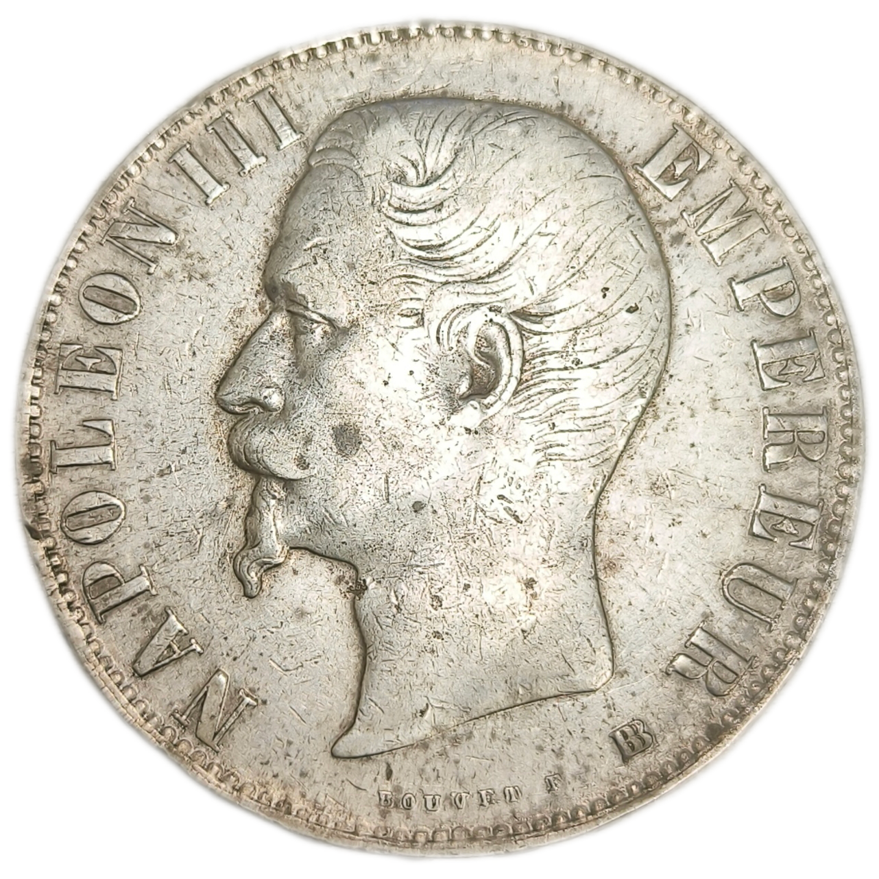 Napoléon III, 5 francs tête nue 1855 Strasbourg
