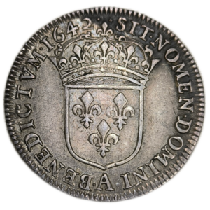 Louis XIII, quart d’écu, buste drapé 1642 Paris