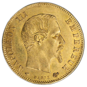Napoléon III, 5 francs or, tête nue 1859 Paris